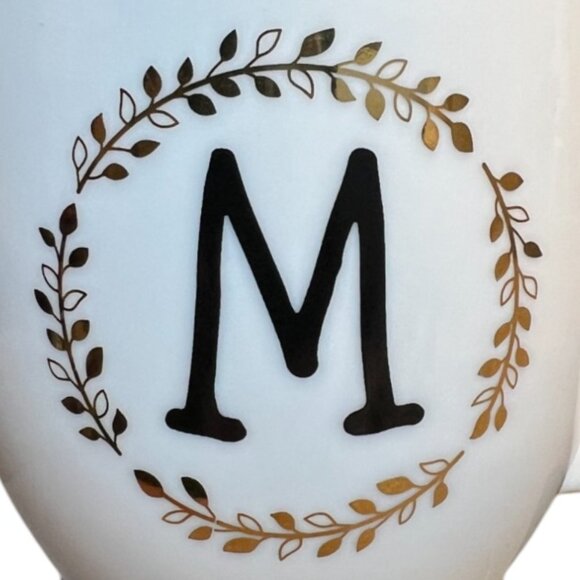SHEFFIELD HOME Monogram "M" Ceramic Mug Double-Sided Metallic Gold Accents - Picture 7 of 13